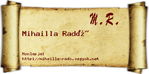 Mihailla Radó névjegykártya